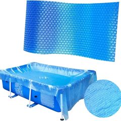 Rectangular pool cover, protective cover, swimming pool solar tarpaulins, bubble wrap, swimming pool insulation film, thicker and more durable, dust and leaf repellent, can be cut to size, blue
