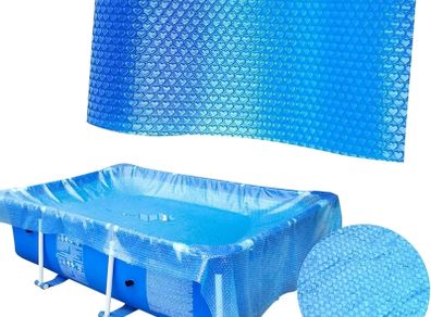 Rectangular pool cover, protective cover, swimming pool solar tarpaulins, bubble wrap, swimming pool insulation film, thicker and more durable, dust and leaf repellent, can be cut to size, blue