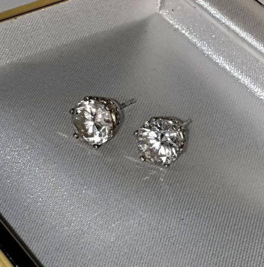 Hallmarked Silver Vintage Solitaire Earrings
