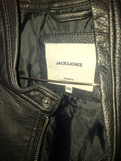 Jack Jones Mens Black Leather Jacket