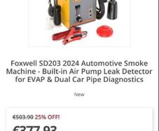 FOXWELL SD203 Smoke Machine Automotive EVAP Smoke Leak Tester Built-in Air Pump Dual Mode Car Pipe Leakage Diagnostic Tester kit