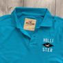 Hollister Mens Turquoise Blue Diamond Logo Polo Shirt (Size L) Image 4