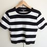 top womens , Top Women, t-shirt  , black and white, short striped T-shirt Basic Image 2