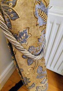 Curtains, Lined with matching tiebacks.