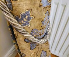 Curtains, Lined with matching tiebacks.