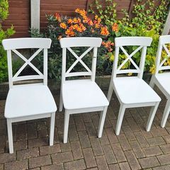 6 x IKEA  Wooden Dining Chairs - White