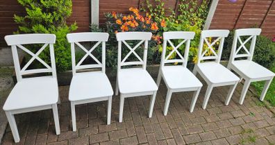 6 x IKEA  Wooden Dining Chairs - White