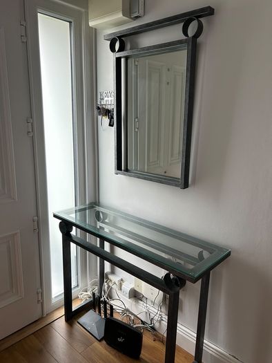 Metal mirror and matching table