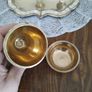 Vintage Mother Of Pearl Salt & Pepper Shakers On Brass Tray With Mop Candle Holders Image 5