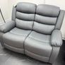 Roma Dark Grey Leather Recliner Sofa Set + Footstool Image 4