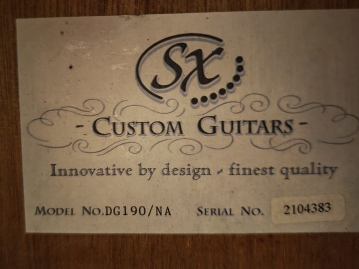 Acoustic Guitar Solid Spruce Top SX Custom Guitars DG190/NA
