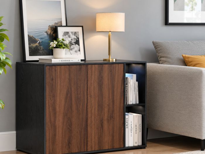 Sideboard Storage TV Cabinet with LED Lighting With Adjustable Shelves
