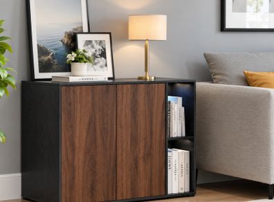 Sideboard Storage TV Cabinet with LED Lighting With Adjustable Shelves