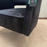 Black Velvet Barrel Accent Chair with Polished Metal Legs Image 2