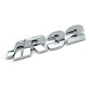 MK4 R32 Chrome Grill Badge R32 Logo Inscription Genuine OEM for GOLF Part Car Emblem Fender Side Rear Trunk Badge Logo Sticker