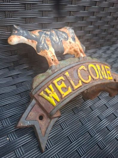Vintage outdoor garden "WELCOME" cast iron Bell