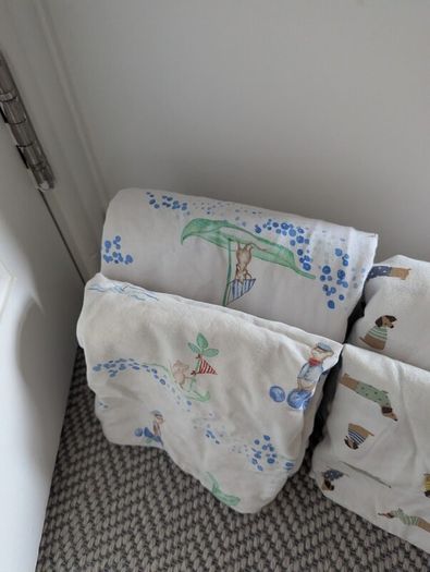 Cot/toddler 140x70cm 3x duvets, 6x covers, 2x sheets, mattress, 3x Pillow and 6x cases