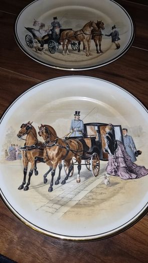 2 Vintage Arklow Art Collection Horse & Carriage Decorative Plate Made in Ireland