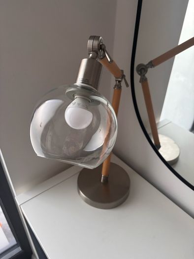 Adjustable Wood & Glass Desk Lamp