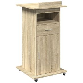 Lectern Table with Wheels And Drawer