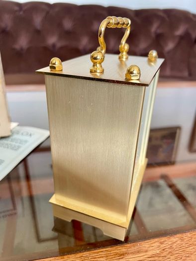 As New Vintage Westclox Quartz Carriage Clock Gold Metal Rectangular Roman Numerals Analogue 1980s