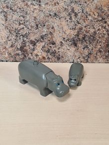Vintage LEGO DUPLO Hippopotamus adult and baby big small