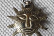 Vintage Metal Perfume Vial Sun Pendant