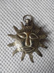 Vintage Metal Perfume Vial Sun Pendant