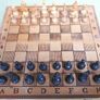 Vintage Folding Wooden Travel Chess Set With Hand Carved Pieces 13" x 13" Image 4