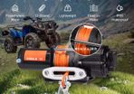 4500lbs ATV/UTV Electric Winch 12V DC with 39 ft Synthetic Rope Wireless & Wired RemoteControl IP55 Waterproof for Jeep