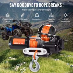 4500lbs ATV/UTV Electric Winch 12V DC with 39 ft Synthetic Rope Wireless & Wired RemoteControl IP55 Waterproof for Jeep