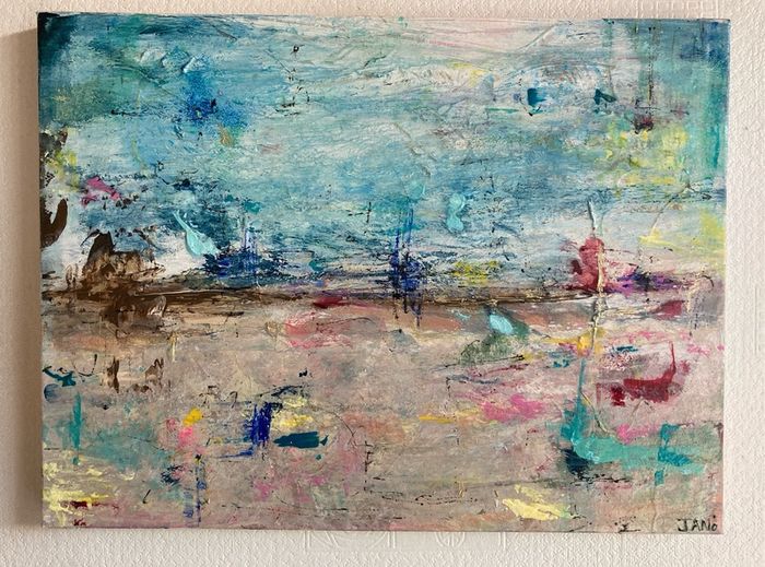 Original Seascape Painting Brittas bay beach Wicklow inspired Original Beachscape in Abstract