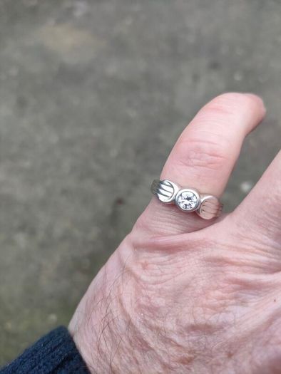 Sterling Silver Rub over CZ Solitaire ring