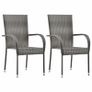 Stackable Outdoor Chairs 2 pcs Grey Poly Rattan Image 9