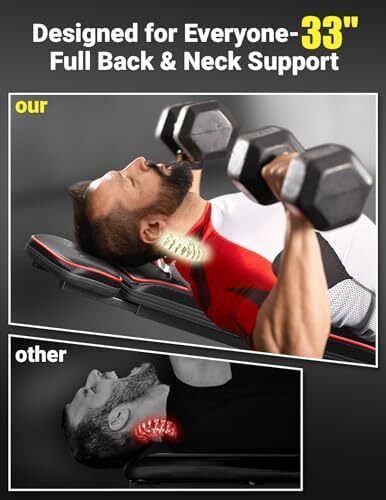 Adjustable Weight Bench, Commercial Workout Bench for Home Gym, Decline/Flat/Incline Bench Press, 90 Positions