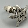 Chunky Heavy Vintage Silver Star and Skull Ring 10g - Biker, Gothic Image 5