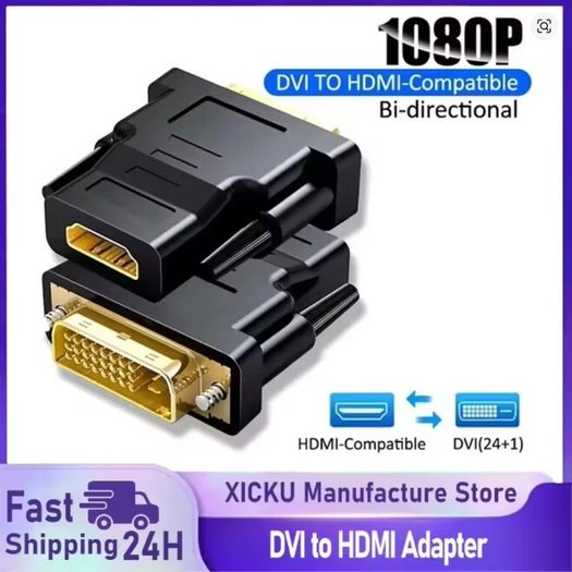 DVI to HDMI Adapter DVI 24+1 to HDMI-Compatible Plated Plug DVI Male to HDMI-compatible Video Converter for PC HDTV Projector