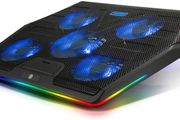 RGB Gaming Cooling Pad Quiet Laptop and Notebook Cooling Pad With 5 Fans, Touch Button and Blue LED Laptop Cooler fits 12"-19"