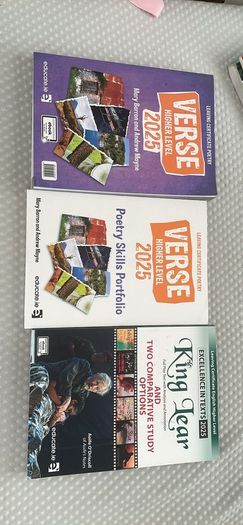 Verse Leaving Cert English Higher Level Poetry textbook and workbook. Also King Lear textbook
