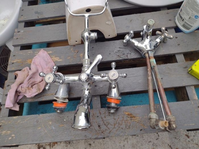 Chrome bath taps