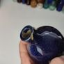 271 - Vintage 1950s Cobalt Blue Glazed Stoneware Decorative Collectible Display Furniture Cream Bottle Image 3