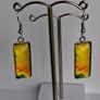 Yellow Lily Cabochon Rectangular Earrings Image 2