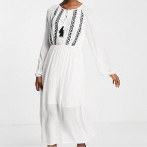 White & Black Embroidered Boho dress