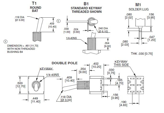 Carling DPDT Mini Toggle Switch (Options Available)