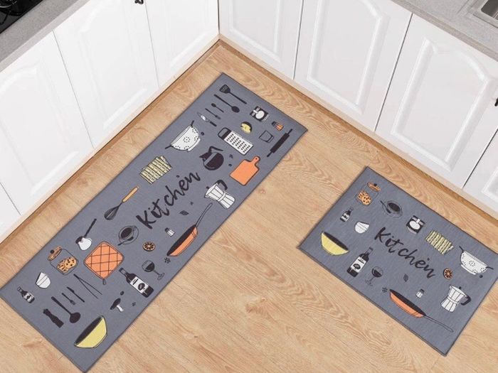 2 Pcs Non-slip Kitchen Mats and Rugs Washable Rubber Backing Doormat Runner Microfiber Rug Set (MULTIPLE DESIGNS, SEE PHOTOS)