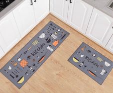 2 Pcs Non-slip Kitchen Mats and Rugs Washable Rubber Backing Doormat Runner Microfiber Rug Set (MULTIPLE DESIGNS, SEE PHOTOS)