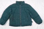 Pull &amp; Bear Dark Forest Green Stand Collar Zip Front Short Puffer Jacket Size M