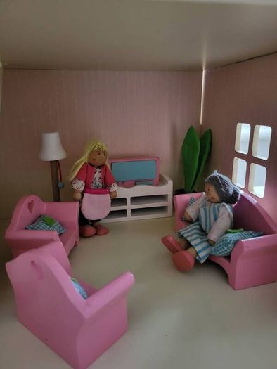 Wooden Dolls House with accessories
