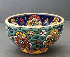Bowl, Minakari Ceramic Footed Bowl Hand Painted Decorative
