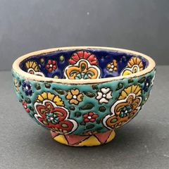 Bowl, Minakari Ceramic Footed Bowl Hand Painted Decorative